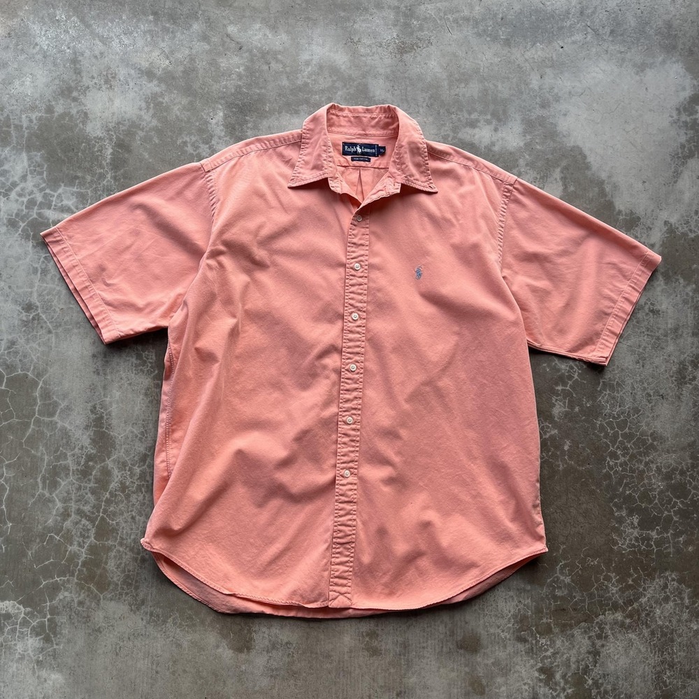 Ralph Lauren Shirt Mens XL Pink Short Sleeve Button Down Pony Embroidered Casual